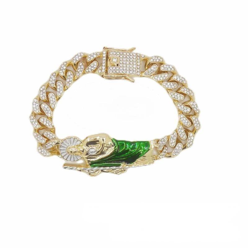 San Judas Tadeo Mens Cuban Link Gold PlatedBracelet 8.22 inch