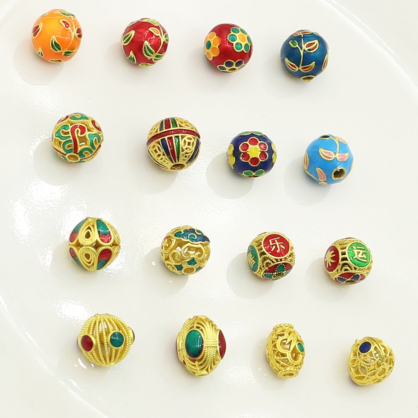 Z-Ancient gold enamel Xiangyun transfer beads hollow gracer