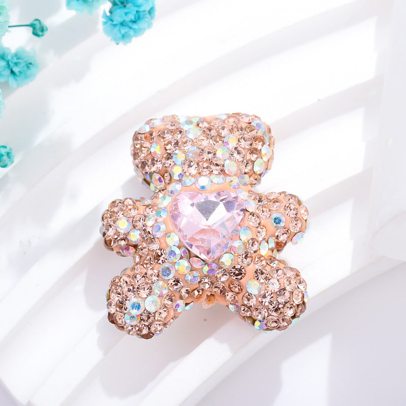 Colored polymer clay with diamond heart bear straight hole beads